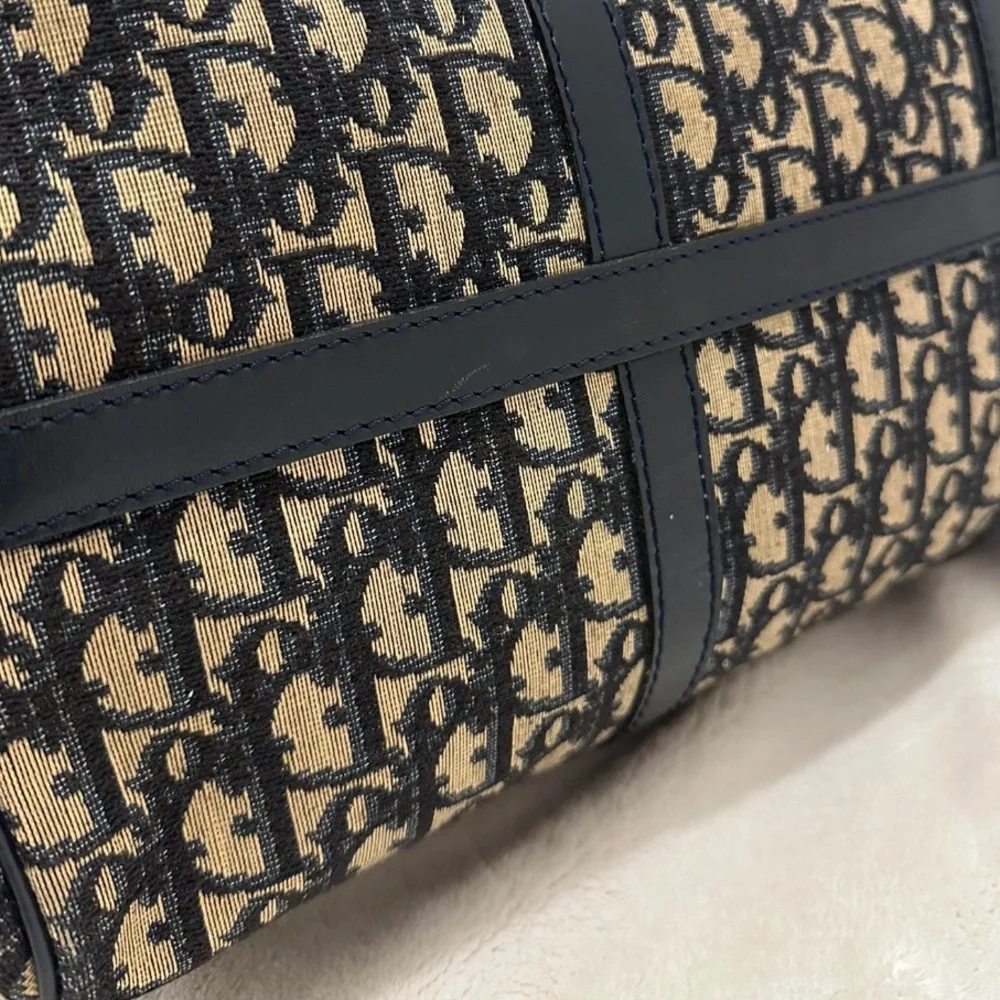 Vintage dior blue and Tan Monogram bowling / Boston bag! - Picture 8 of 15